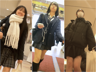 アイドル級じぇけ。超ミニからチェック柄P見えっぱなし。５名全生P。