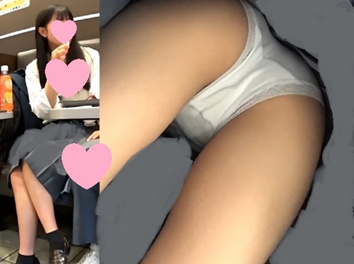 #60　かわいい制服女子の前屈み白パンツ
